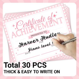 Doodlream 30 Pink Certificate of Achievement Completion Award Recognition Paper, 25 x 21cm Blank Student Sports Award Preschool Kindergarten Graduation Certificates