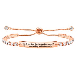 Rose Gold Plated Cross Logo Bracelet for Women Lady Crystal Glitter Bracelet Confirmation Gift for Lady