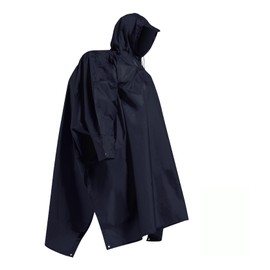 longsinger Hooded Rain Poncho for Adult with Pocket Waterproof Lightweight Unisex Raincoat for Hiking Camping Emergency (US, Alpha, Large, Regular, Regular, Black Blue)