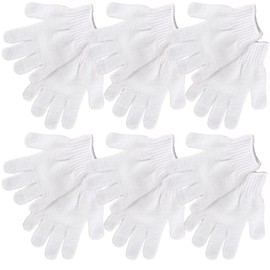 ForPro Professional Collection Premium Exfoliating Gloves for Cosmetic Application and Product Removal, One Size Fits Most, White, 6 Pairs