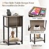 Giantex Nightstand with Charging Station, 3-Tier End Table with USB