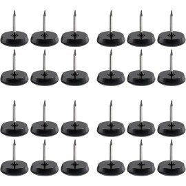 suiwotin 24pcs 3/4" (19mm) Nail on Furniture Sliders, 3/4 inch (19mm), Grey, Black