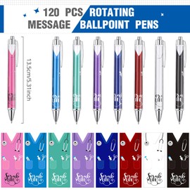 Jetec 120 Pcs Nurse Pen bulk Nurse Appreciation Gifts Nursing Ball Point Pens Retractable Nurse Week Ink Pens Funny Press Pen for Medical Assistants Students Workers Office 1.0 mm Black Ink(Stylish)