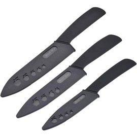 Juego de cuchillos de cocina de cerámica profesional con vainas, súper afilados, a prueba de óxido, resistente a las manchas (cuchillo de chef de 6 pulgadas, cuchillo utilitario de 5 pulgadas, cuchillo de fruta de 4 pulgadas)