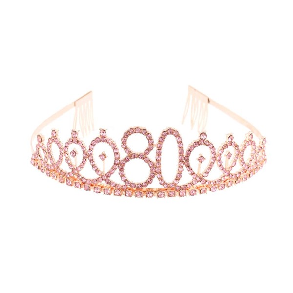Lurrose 21st Birthday Crystal Crown Rhinestone Princess Tiara Headband with Hair Comb for Birthday Party Wedding Bridal Decoration (Golden)