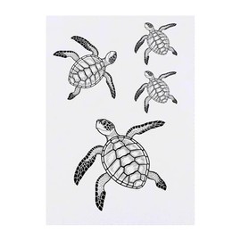 Azeeda 4 x 'Echte Karettschildkröte' Temporäre Tattoos - Wasserfest, Hautfreundlich & Ungiftig · Transfers in Verschiedenen Größen (TO00078710)
