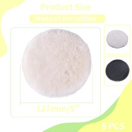 YXQ Wool Polishing Pad 5" Soft Buffing Pads with Hook and Loop Back Wool Cutting Pad for Car Auto Orbital Polisher Buffer (Pack of 8)