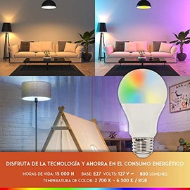 Tecnolite Connect - Paquete 3 Focos Inteligentes RGB WiFi y Bluetooth, Compatible con Alexa por la App Connect para Celular, Luz Fría y Cálida,...    