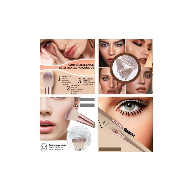 Lumbor37 Brochas de Maquillaje Profesional de Viaje, 40 Piezes Brochas