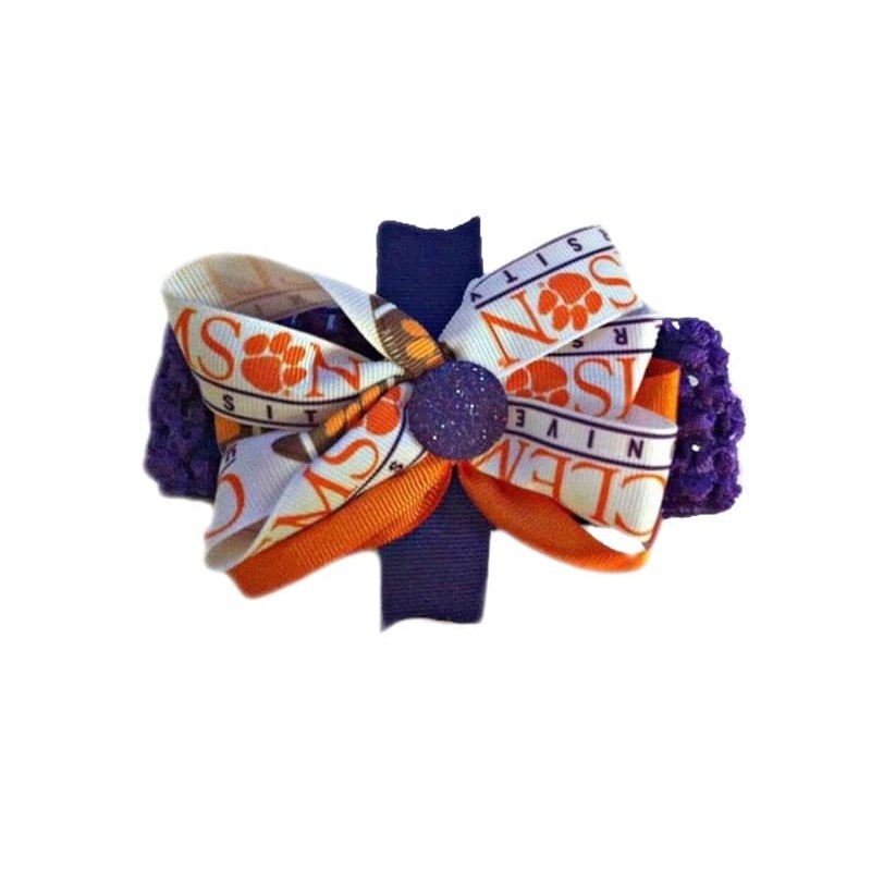 Clemson Baby Girl Boutique Bow Crocheted Headband