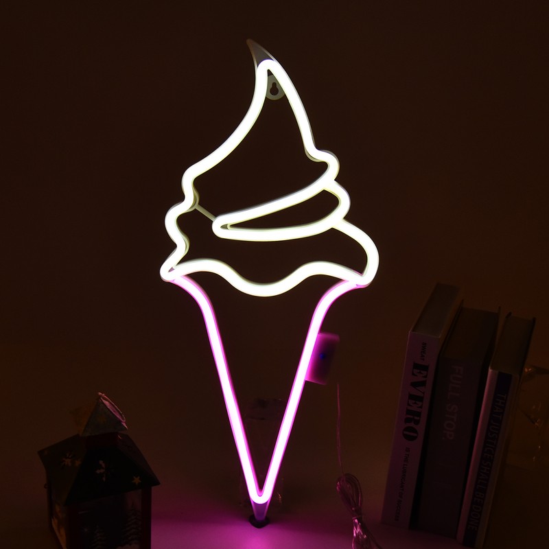 LED Neon Light Ice Cream Waterproof Battery USB Powered Hangable