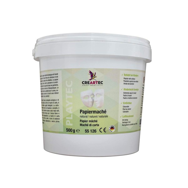 Creartec "Natural" Papier-Mâché Air-Drying Modelling Clay 500 g Made in