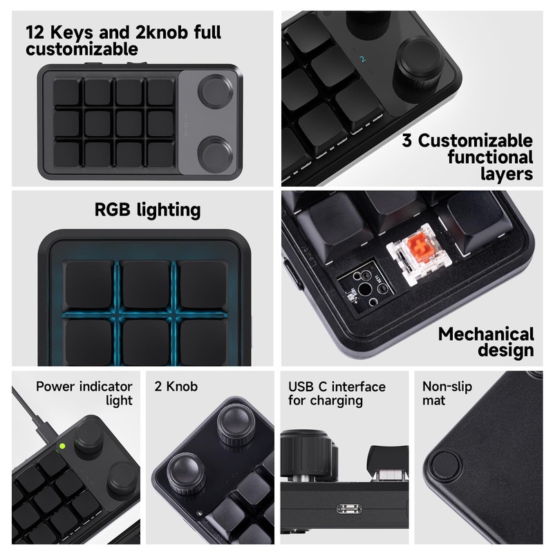 Mini Macro Programmable Keypad, One Handed Custom Programmable Gaming Keyboards