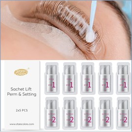 Eyelash Lifting Lotions for Eyelash Wave, Eyelash Lamination, Eyebrow Lamination, 5x Fast Perm and 5x Fixing Lotion, in Sterile Disposable Sachets, No Slack, No Loss of Shelf