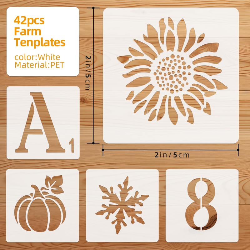 2 Inch Letter Stencils 42 Pcs Numbers Craft Stencils Plastic