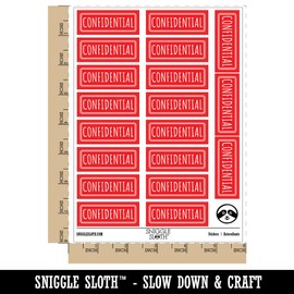 Confidential Double Line Border Document Sticker Pack - Matte Finish - Large 2.00" Size - Red
