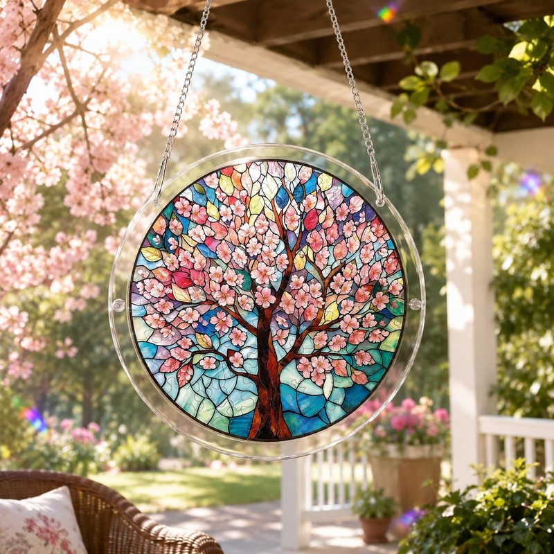 Cherry Blossom Acrylic Puzzle Suncatcher, DIY Suncatcher Puzzle Decor