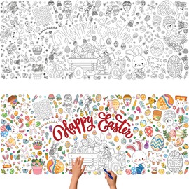 CAMOSE 30 x 72 Inch Easter Colouring Tablecloth for Kids, Easter Gifts for Kids,Crafts for Teaching Activities, Banner & Poster Photo Booth Props, Classroom Party Decorations (76x183cm)