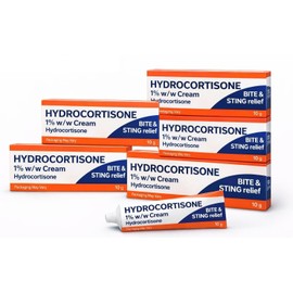 5 x Bite & Stings Relief Cream - Hydrocortisone 1% 10g Tube - Anti-Itch Cream