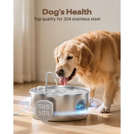 Dog Water Fountain for Large Dogs: Stainless Steel Dog Fountain Water Bowl - 3.2Gal/406oz/12L Super Quiet Big Cat Water Fountain with Visual Water Level -Great for Large Dogs Cats and Multi-Pet Home