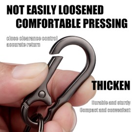 Wikavanli Metal Keychains Keyring Key Chain Ring Clip Holder Organizer for Home Car Keys Key Finder Women Men (5, Black)