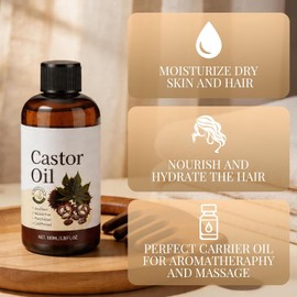 2PCS Aceite de Ricino Puro,Castor Oil para Cuidado de Cabello y Pestañas,Favorece el crecimiento de pestañas y cejas,Aceite Corporal y Facial Hidratante,Protege y Fortalece Uñas y Cutículas