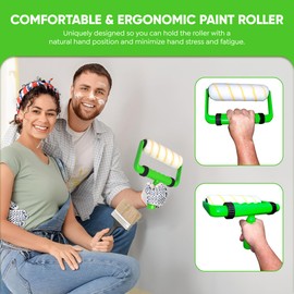 BetterGrip Ergonomic Paint Roller - 9 inch Paint Roller Frame Kit with Extension Handle - Comfortable Grip to Minimize Hand Stress & Fatigue, Get Projects Done in 1/2 The Time
