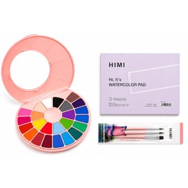 HIMI Acuarelas profesionales 38 colores vivos cuaderno acuarela pinceles paleta compacta y ligera en estuche de transporte, juego de viaje para principiantes y artistas profesionales