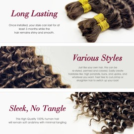 Sufeasdf Human Braiding Hair for Boho Braids Bulk Human Hair for Braiding Deep Wave Bulk Human Hair for Braiding No Weft (1 Pack-2 Bundles-100g) 100% Human Hair Bundles (4#, 20Inch)