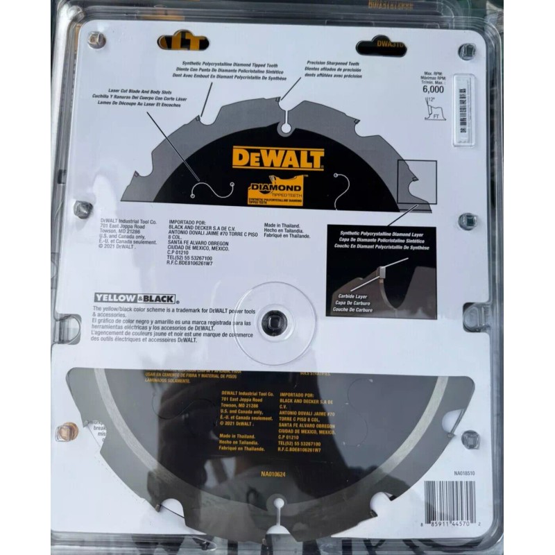 Dewalt DWA31012PCD 10” 12T Laminate Prefinished Flooring & Fiber Cement