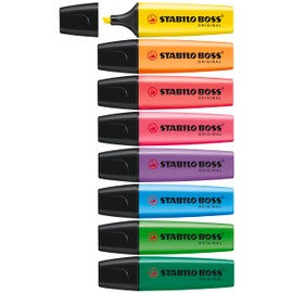 STABILO BOSS ORIGINAL Highlighters - Pack of 8 - Assorted Colours
