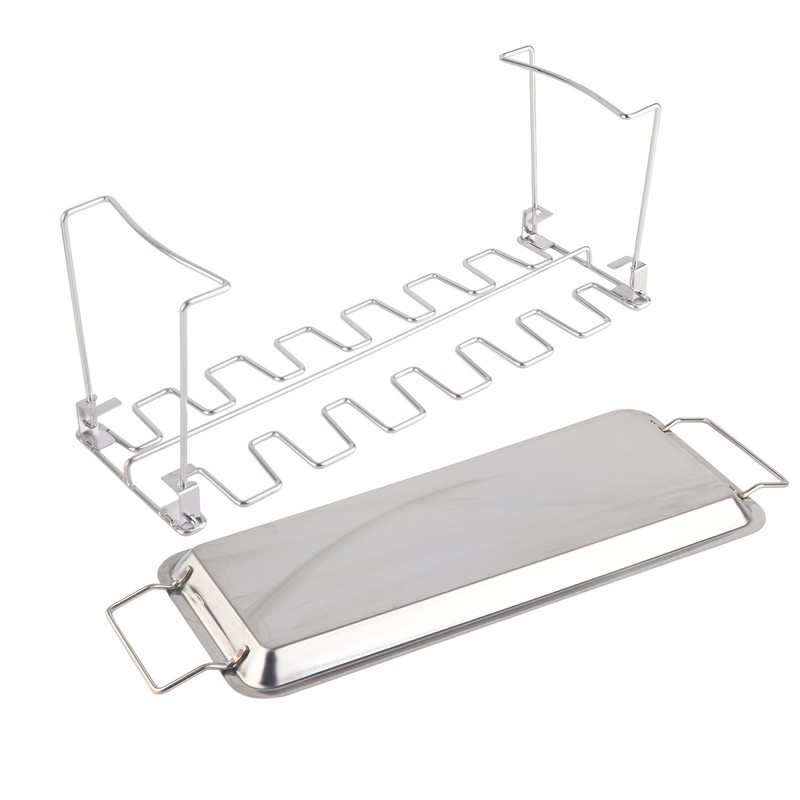 Chicken Leg Grill Rack with Drip Pan Stainless Steel Roaster