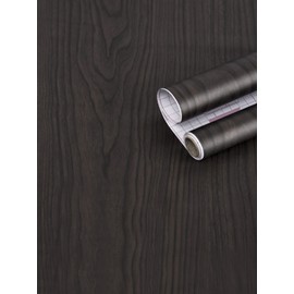 Art3d 200" * 17.3" Peel and Stick Wallpaper - Decorative Vinyl Film Wood Grain Wallpaper for Furniture Cabinet Countertop Shelf Paper, Matt Black Walnut