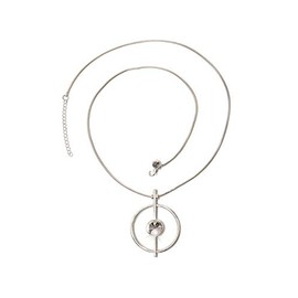 Collezione Alessandro Long Chain with Round Pendant and Glass Stone - Metal