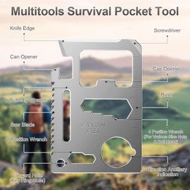 Weenkilly 11-in-1 Credit Card Multitool For Men, 10 Pack Survival Pocket Tools, Thickened Stainless Steel Bottle Opener, Credit Card Wallet Tool, Double Row Sawtooth Pocket Tool