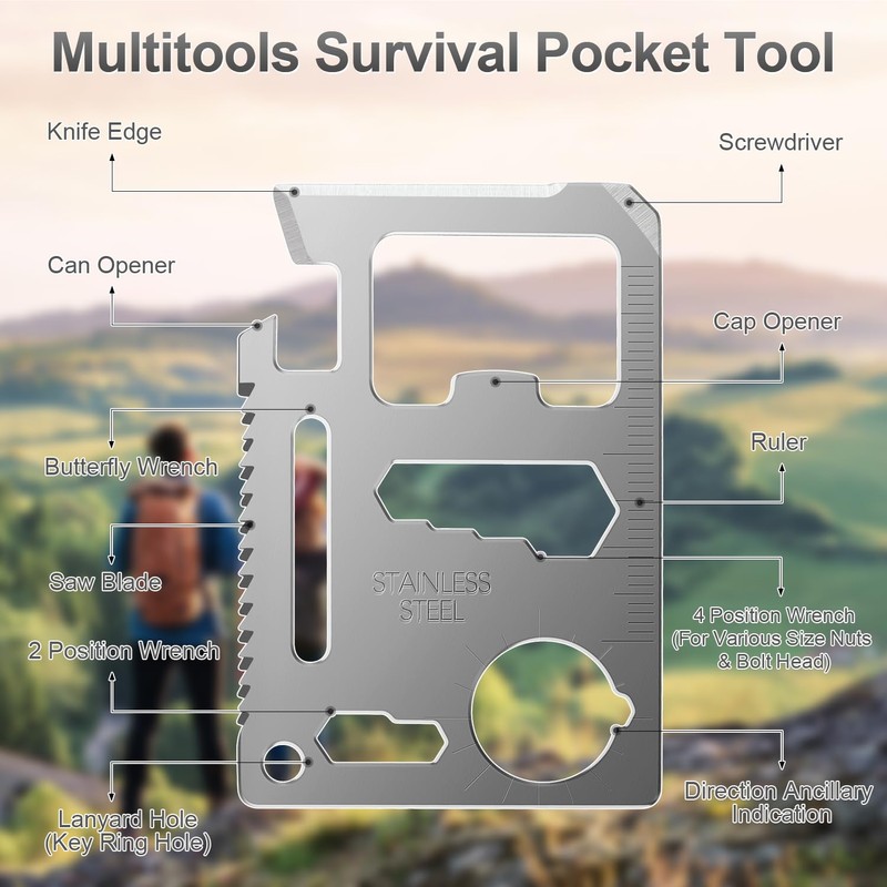 Weenkilly 11-in-1 Credit Card Multitool For Men, 10 Pack Survival