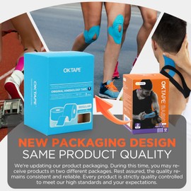 OK TAPE Basic Kinesiology Tape, Basic Original Elastic Sports Band for Support and Recovery, 5 cm x 5 m, 2 Rolls, Pink