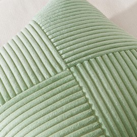 Topfinel Sage Green Cushion Covers 18x18, Patchwork Pinwheel Design for Decorative Cushions, Bedroom Living Room Corduroy Sofa Cushions Pillowcases Set of 2
