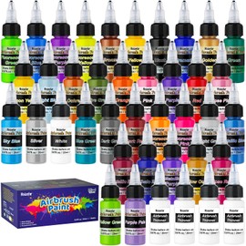 Airbrush Paint, 36 Colors with 4 Thinner Airbrush Paint Set, Water-Based Air brush Paints Acrylic Ready to Spray Includes Metallic & Neon Colors, 20ml/Bottle