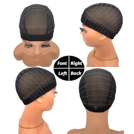Atimiaza Wig Cap with Guideline Map for Wig Making, Stretchable Mesh Dome Caps with 1 Elastic Band and 4 Wig Combs for Beginners Sewing Wig (Small: 19"-20", 4 * 4 Closure)