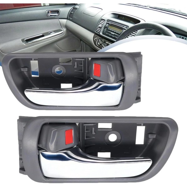 AUTOXBERT Set Door Handle Inside Gray Chrome Left Right Pair