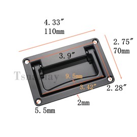 Tsnamay 2Pcs Black Recessed Pull Handle,Zinc Alloy Flush Lift Recessed Door Handle,Heavy Duty Handle for Toolbox Chest Case 4.33"x2.75"/110x70mm