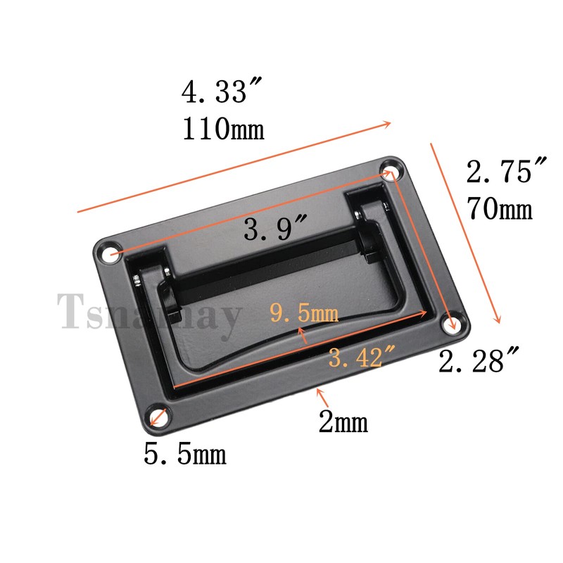 Tsnamay 2Pcs Black Recessed Pull Handle,Zinc Alloy Flush Lift Recessed