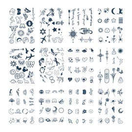 ATOMUS 12pcs Pigment Temporary Tattoos Small Pattern for Fingers Hands Face Neck Waterproof Tattoos Stickers