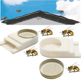 Bee Hive Entrance Feeder - Includes Lids, Fits Most Small Mouth Canning Feeder and Waterer (2 Pack)