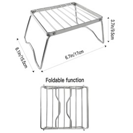 ZZM Collapsible Campfire Grill Camping Fire Pit, Portable Folding Barbecue Grill, Charcoal Grate Cooking Grate Grill, Outdoor Hiking BBQ Stand, Burner Stove Stand, 304 Stainless Steel Grill Gate