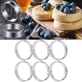 6 Stainless Steel English Muffin Rings Easy to Make Muffin Rings Hamburger Bun Design (10cm)