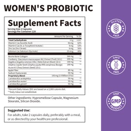 BBEEAAUU Probiotics for Women pH Balance with Lactobacillus & Prebiotics & Collagen & Cranberry Womens Probiotic, for Digestion* & Immunity*, Gluten Free, Shelf Stable 120 Capsules, 2 Pack