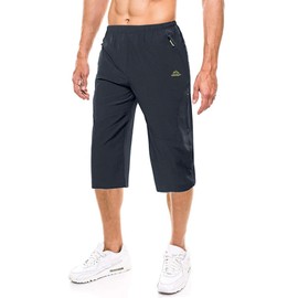 EKLENTSON Men's 3/4 Jogging Bottoms, Tracksuit Bottoms, Capri Pants, Summer, Outdoor, Lightweight, Quick-Drying, darkgray