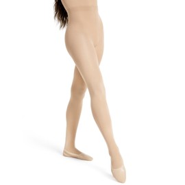 Capezio Ultra Soft Self Knit Waistband Transition Tight, Light Suntan, 1X2